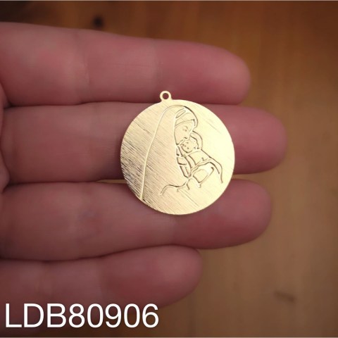 Dije bañado en oro de 25mm Medalla Virgen y el niño LDB80906