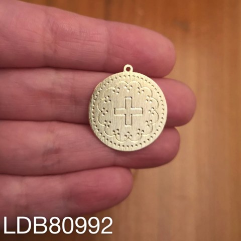 Dije bañado en oro de 23mm Medalla Cruz 1 dije LDB80992
