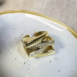 Anillo Baño oro 4 capas disparejo (250626-258)