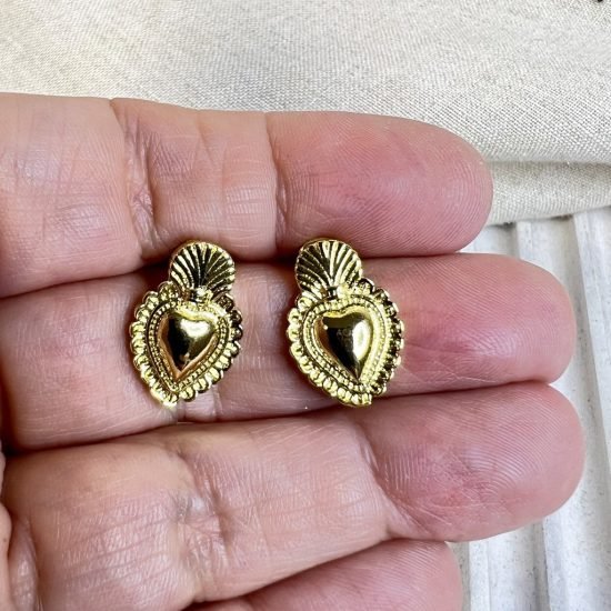 Aros baño oro Corazon Detente (250626-228)