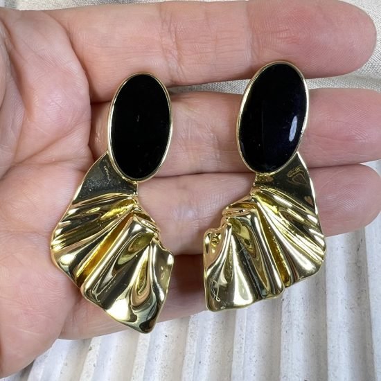 Aros baño oro Negro Irregular (250626-236)