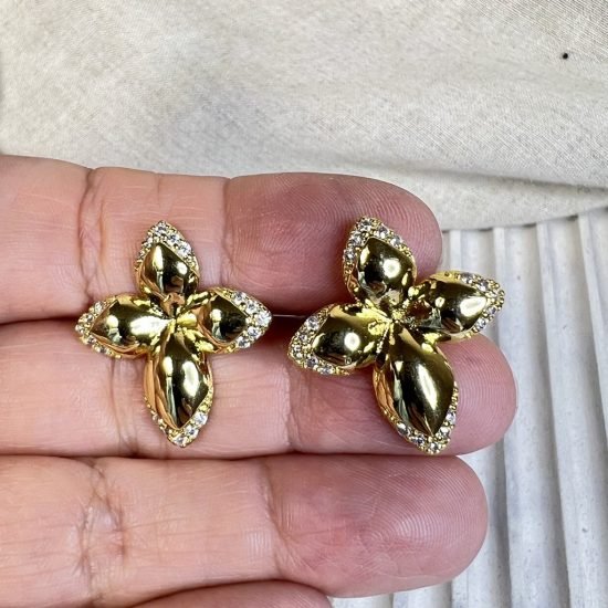 Aros baño oro Flor Circones (250626-249)
