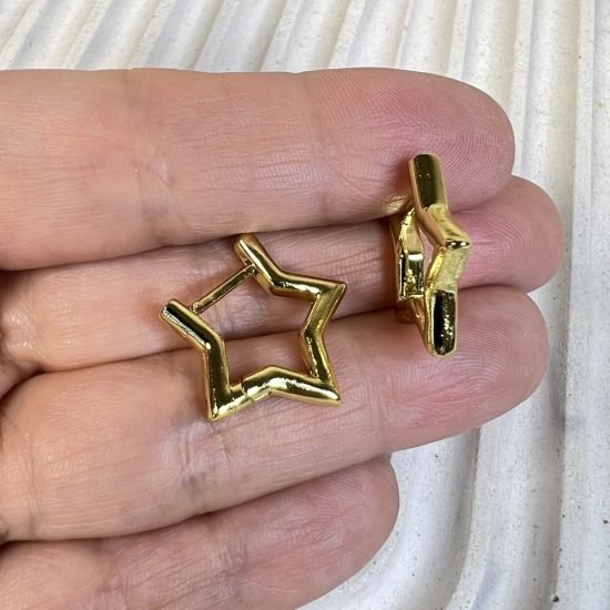 Aros baño oro Argolla Estrella (250626-253)