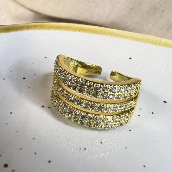 Anillo Baño oro 3 capas circones (250626-257)