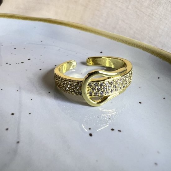 Anillo Baño oro Tipo Cinturon Circones (250626-264)